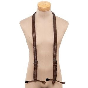 VINTAGE HANDMADE WOVEN BRAIDED BASKET WEAVE LEATHER BUCKLE SUSPENDERS BRACES